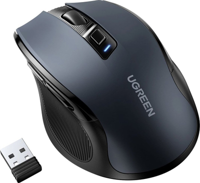 Maus pa tel UGREEN, Bluetooth dhe 2.4GHz, 4000DPI, 6 butona, i zi