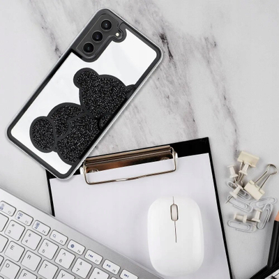 Mbulesë telefoni Teddy Bear për Samsung S24 Ultra, TPU PU, e zezë