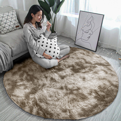 Tapet Living Round Shaggy Ombre Scandinavian, 120 cm, lesh sintetik, ngjyrë camel bezhë