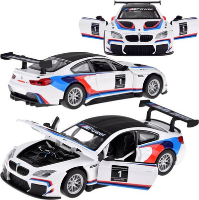 Lodër veturë metalike BMW M6 GT3, shkalla 1:32, drita dhe zë, shumëngjyrëshe
