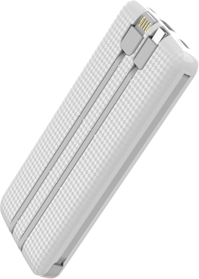 Powerbank Beafon Felixx Premium Carbon 10, 10000mAh, me kabllo të integrume, i bardhë