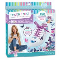 Set krijues Make It Real Butterfly Bling, 150 stikera dekorativë, lidhëse të purpurta me shkëlqim, shumëngjyrësh