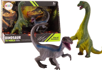 Set lodrash dinosauri Brachiosaurus Velociraptor, 2 copë, shumëngjyrëshe