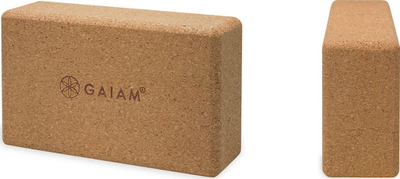 Блок за јога GAIAM Cork Yoga Cube 52292, природна тапка, кафеава