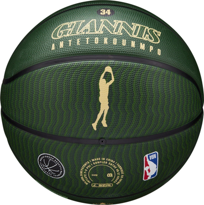 Top basketbolli Wilson NBA Player Giannis Antetokounmpo, madhësia 7, për jashtë, jeshil