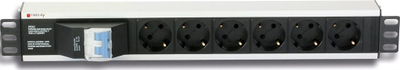 Kabllo vazhduese Techly, 19", 1.5U, 250V, 16A, 6x Schuko, 3m