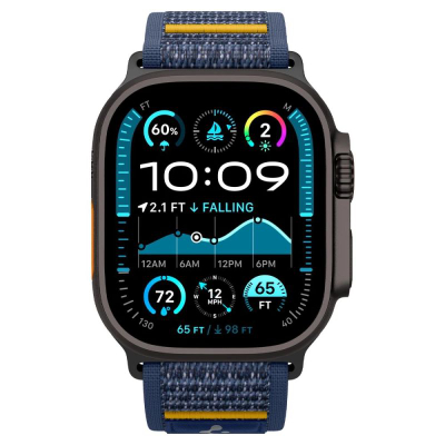 Rrip për orë inteligjente Spigen Athlex Air për Apple Watch 44mm, material sportiv, mbyllje me ngjitës, blu navy