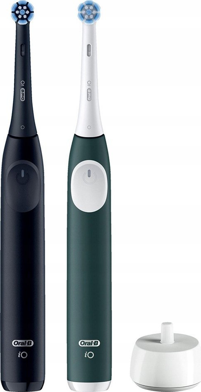 Електрична четка за заби Oral-B iO Series 2, сет со 2 рачки, Night Black и Forest Green