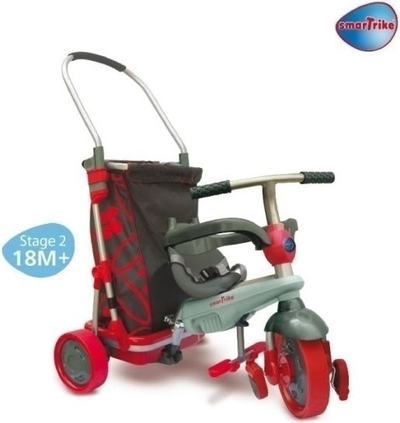 Трицикл за деца smarTrike Smart &amp; Go, 5 во 1, со родителска рачка, сив со црвена