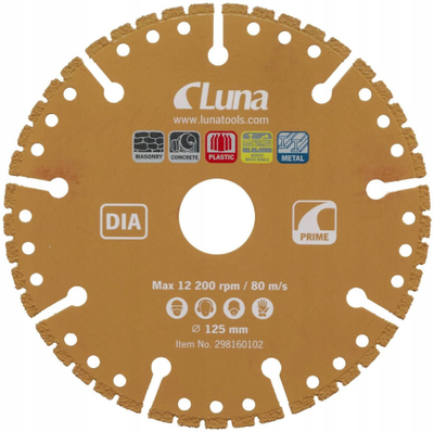 Disk prerës universal Luna Diamond Prime, 125mm, 1.6mm, për metal dhe dru