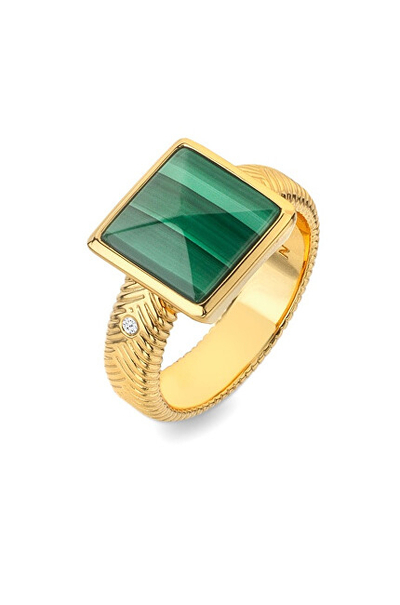 Unazë për femra Hot Diamonds, 56 mm, e artë/gjelbër