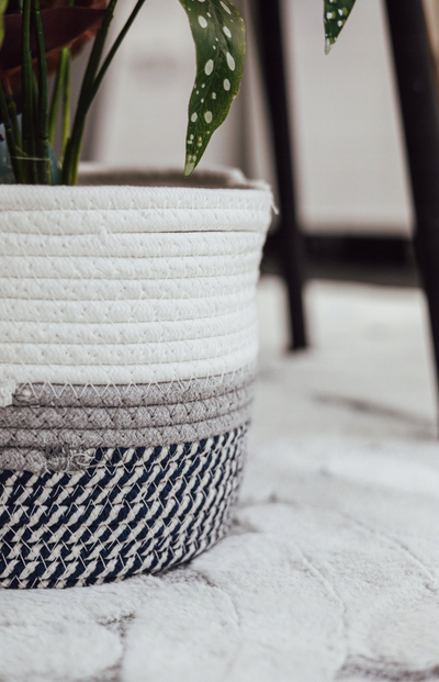 Set shporta pambuku Home Styling Collection Cotton Basket X3, model i thurur, madhësi të ndryshme, shumëngjyrësh
