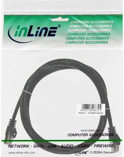 Kabllo InLine Patchcord SF/UTP, Cat.5e, 1.5m, e zezë