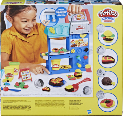 Set lojërash Play Doh Kitchen Creations Busy Chefs Restaurant F8107, plastelinë kreative, shumëpjesësh, shumëngjyrësh