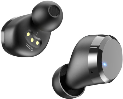 Kufje wireless TOZO T12 Pro, me heqje zhurme, me kuti karikimi wireless, të zeza