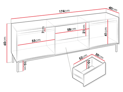Komodë për TV Samker 2K2SZ (174 x 60 x 40)