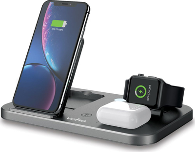 Karikues wireless Veho DS-7 Qi, 10W, USB Type-C, ngjyrë argjendi