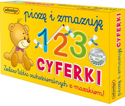Lojë edukative Adamigo I Write and Erase Numbers 6601, set me tabela, për fëmijë 5+