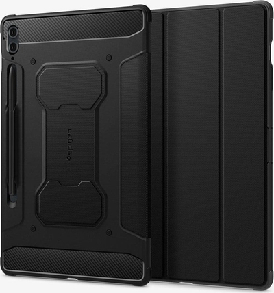 Kuti tablet Spigen Rugged Armor Pro për Samsung Galaxy Tab S9 FE Plus 12.4", mbrojtëse palos me mbajtëse S Pen, e zezë