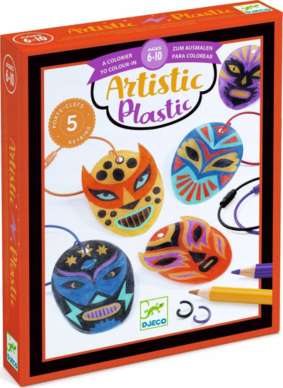 Set kreativ për varëse çelësash Djeco Artistic Plastic The Wrestler, 5 copë, për t’u lyer me ngjyra, shumëngjyrësh