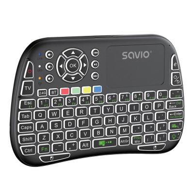 Tastierë e vogël wireless Savio KW-04, ARGB, me touchpad, e zezë