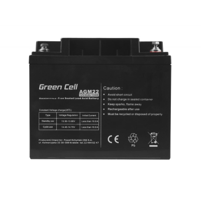 Bateri AGM Green Cell AGM22, 12V, 40Ah, e zezë