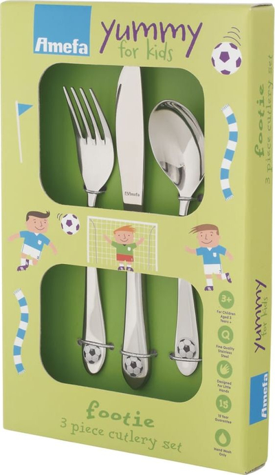 Set takëmesh për kalamaj Amefa Foot, 3 pjesë, çelik inox, argjendtë
