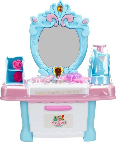 Tavolinë grimimi lodër Mega Creative Dressing Table, me pasqyrë, me drita edhe zë, rozë
