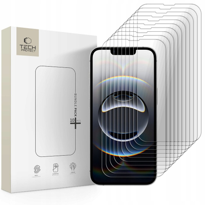 Заштитно стакло Tech-Protect Bundle, 10 парчиња, за iPhone 13 13 Pro, транспарентно