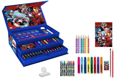 Set vizatimi Avengers Kids, 52 copë, stilolapsa dhe bojëra uji, multingjyrësh