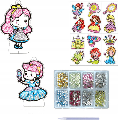 Set artizanal Askato Diamond Sticking Princesses, 14 modele, gurë dekorativë me ngjyra