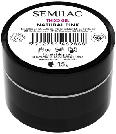 Xhel ndërtues thonjsh Semilac Builder Thixo, 15 g, Natural Pink Candy, gjysmë i tejdukshëm