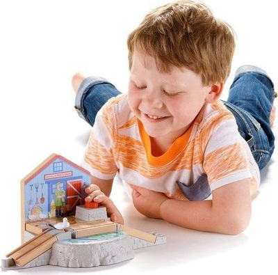 Дрвена играчка воз Fisher Price Томас Wooden Railway Duck Pond Crossing, дрвен сет, за деца