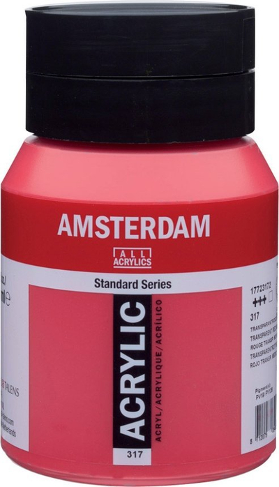 Bojë akrilike Amsterdam 317 Transparent Red Medium, 500ml, e kuqe transparente