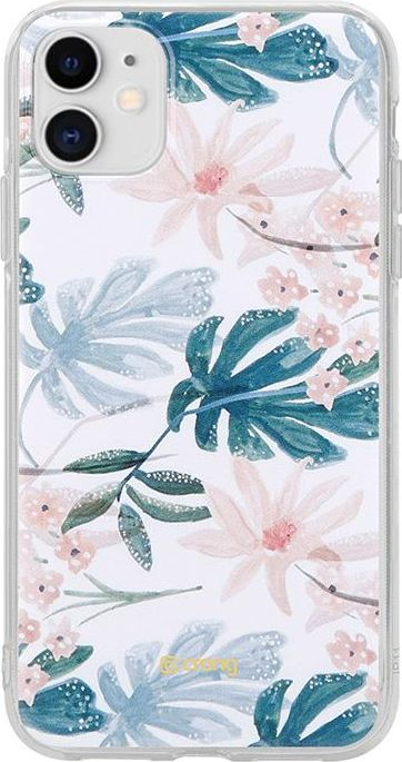 Mbrojtëse telefoni Crong Flower Case për iPhone 11, motiv lulesh, transparente me ngjyrë ari