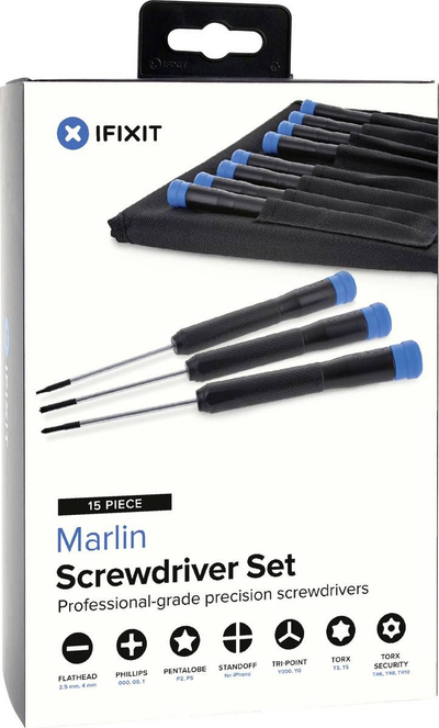 Set tornavidash iFixit Marlin, 15 copa, për elektronikë, me ngjyra të ndryshme