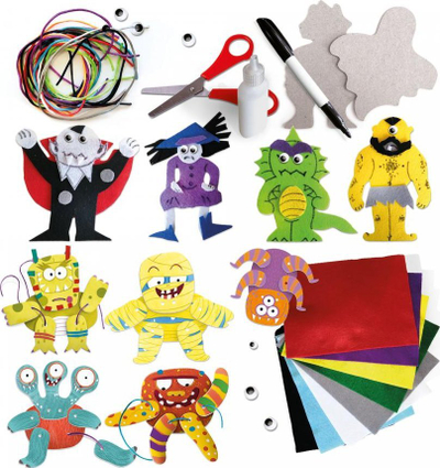 Set kreativ për prerje edhe montim përbindshash, Cutting And Assembling Monster Characters, për kalamaj, shumëngjyrësh