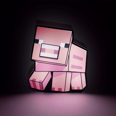 Lampë dekorative Paladone Minecraft Pig Box PP9466MCF, 16 x 14 x 5 cm, me bateri, rozë