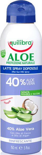 Qumësht pas diellit Equilibra Aloe Milk Spray, 40% Aloe Vera, 150 ml