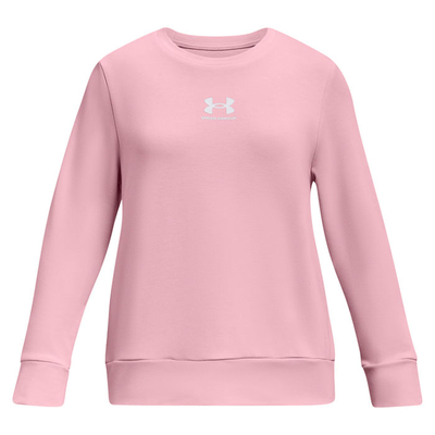 Bluzë sportive për vajza Under Armour Rival Terry Crew, pambuk French terry, përthith djersën, rozë