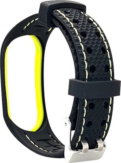 Rrip sportiv Beline për Mi Band 5/6, silikon, me vrima ajrosje, zi me ngjyrë lime