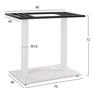 Bazë metalike dyshe e bardhë mat 40×70×72 cm me rregullues (HM435.12), bardhë