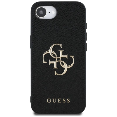 Маска за телефон Guess Grained Big 4G Logo, за iPhone 16e, црна