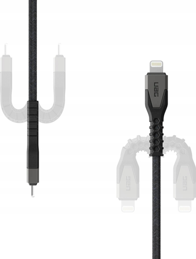Kabllo karikimi UAG Rugged Kevlar Lightning, 1.5m, për Apple, e zezë gri