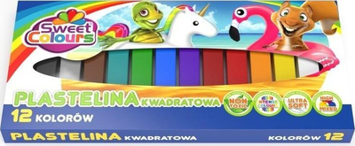 Пластелин Koma-Plast Square, 12 бои, пастелни
