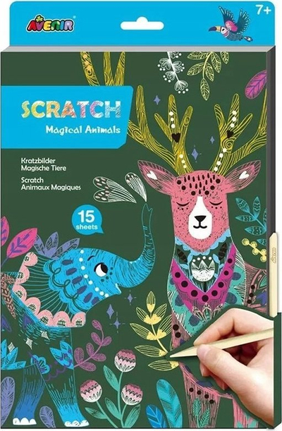 Liber kreativ Avenir A4 Scratch Book Magic Animals, 13 faqe, për mosha 6+
