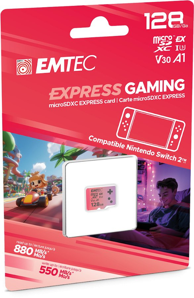 Мемориска картичка EMTEC Express Gaming, 128GB, MicroSD Express 7.1, до 880MB/s читање, до 700MB/s запишување