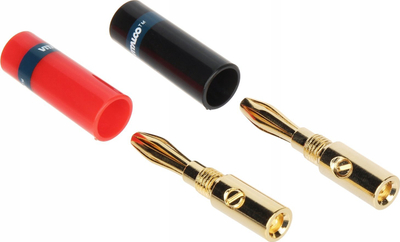 Двојна банана приклучница Vitalco BAN-PLUG-V1, до 4 mm, позлатени контакти, црвена и црна