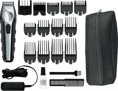 Trimer për mjekër Wahl Lithium Ion Total Beard, pa kabllo, set me krehra, argjendtë me të zezë