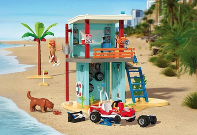 Set lodrash Playmobil Vacation on the Beach Rescue Tower, kullë shpëtimi, buggy plazhi, shumëngjyrëshe